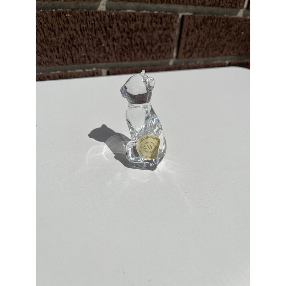 Vintage Lenox Sitting Cat Crystal Clear Glass Figure/Figurine with Certificate - Picture 3 of 5